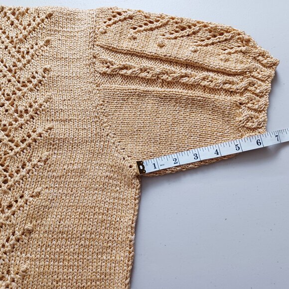 Handmade Yellow Mixed-knit Short Sleeve Cardigan - Picture 9 of 14